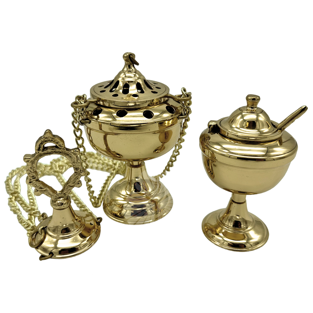 CONJUNTO INCENSARIO Y NAVETA DE BRONCE